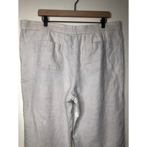 Talbots 100% Linen Drawstring Pants Women's 16P Beige Cropped Relaxed Fit Casual - Picture 15 of 16